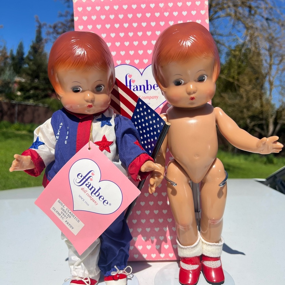 Effanbee Red Hair Kewpie-Style Doll in Red, White & Blue Outfit - Picture 2 of 7